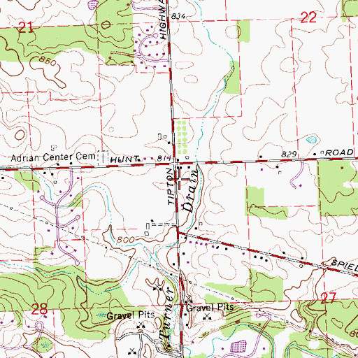 Topographic Map of Adrian Township Police Department, MI