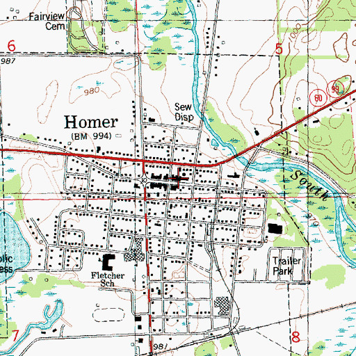 Topographic Map of Homer Police Department, MI
