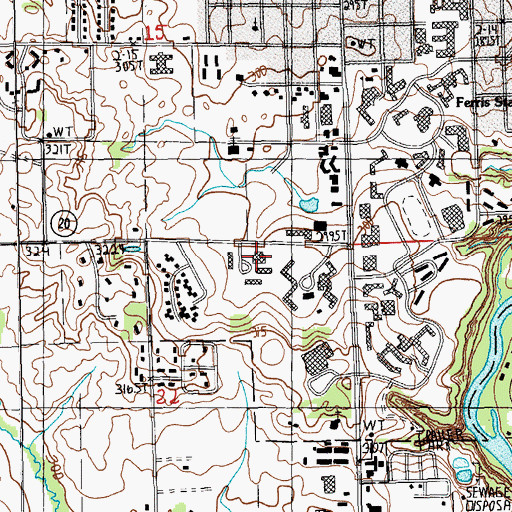 Topographic Map of Ferris State University Department of Public Safety, MI
