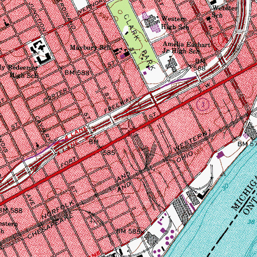 Topographic Map of Detroit Police Department Precinct 4, MI