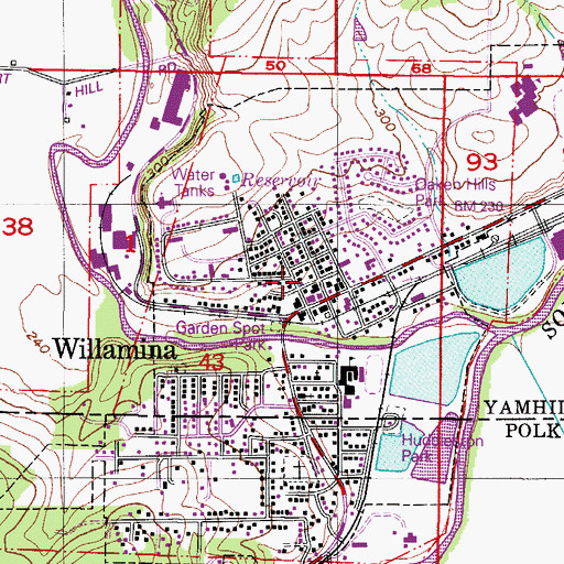 Topographic Map of Willamina Police Department, OR