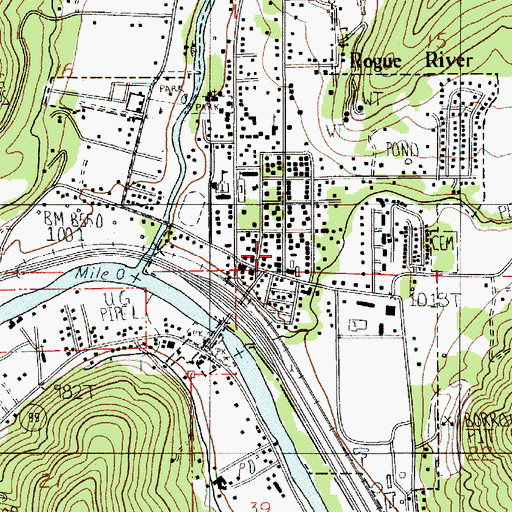 Topographic Map of Rogue River Police Department, OR