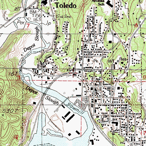 Topographic Map of Toledo Police Department, OR