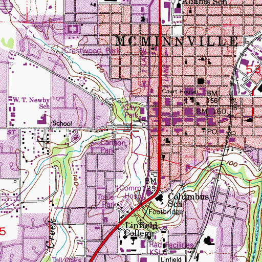 Topographic Map of McMinnville Police Department, OR