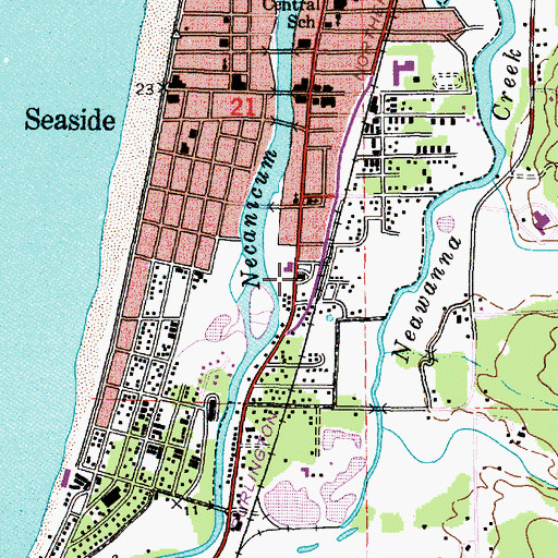 Topographic Map of Seaside Police Department, OR
