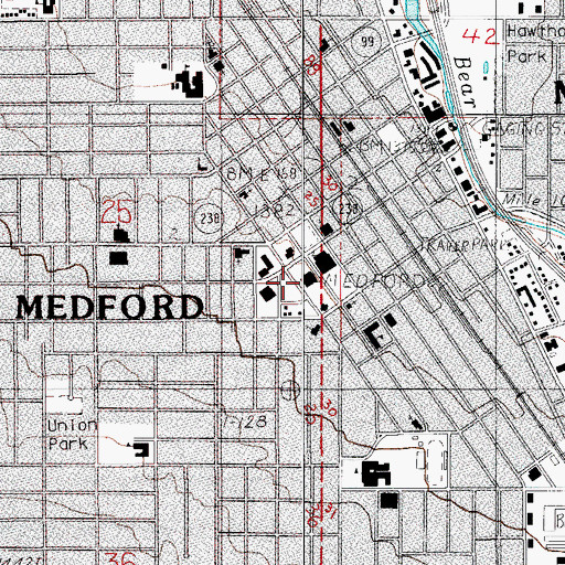 Topographic Map of Medford Police Department, OR