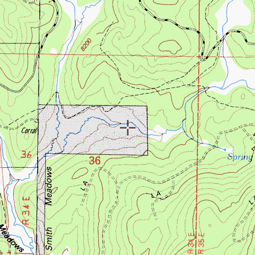 Topographic Map of Smith Meadows, CA