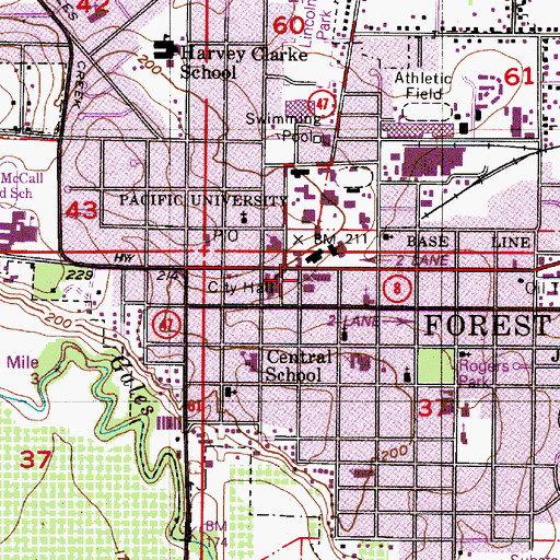 Topographic Map of Forest Grove Police Department, OR