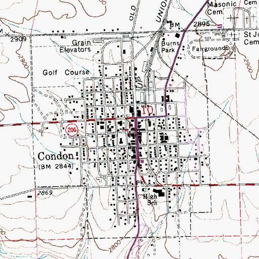 Topographic Map of Condon Police Department, OR