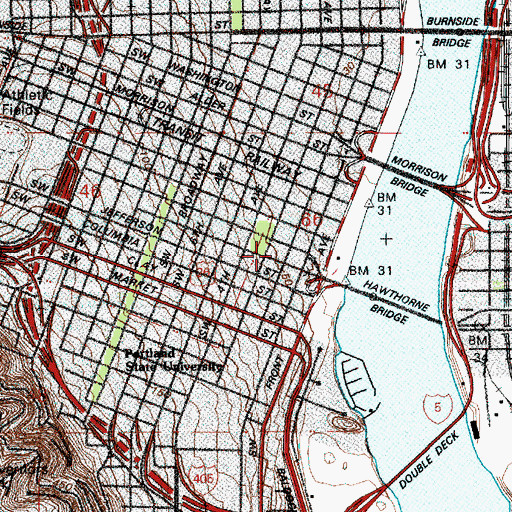 Topographic Map of Portland Police Central Precinct, OR