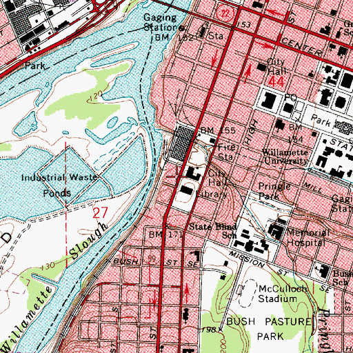 Topographic Map of Salem Police Department, OR