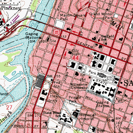 Topographic Map of Marion County Sheriff's Office Salem, OR