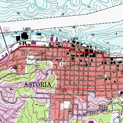 Topographic Map of Clatsop County Sheriff's Office, OR