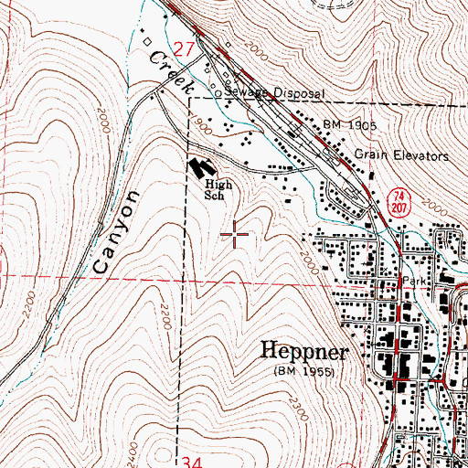 Topographic Map of Morrow County Sheriff's Office, OR