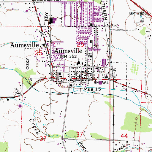 Topographic Map of Aumsville Police Department, OR