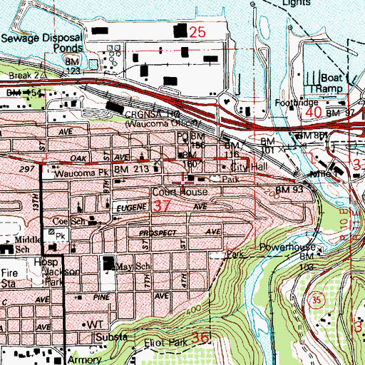 Topographic Map of Hood River County Sheriff's Office, OR