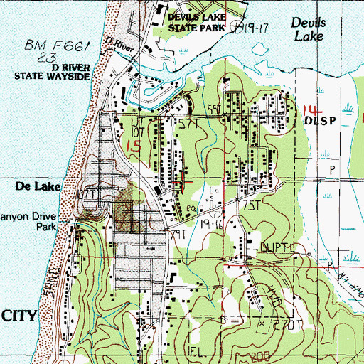 Topographic Map of Lincoln City Police Department, OR