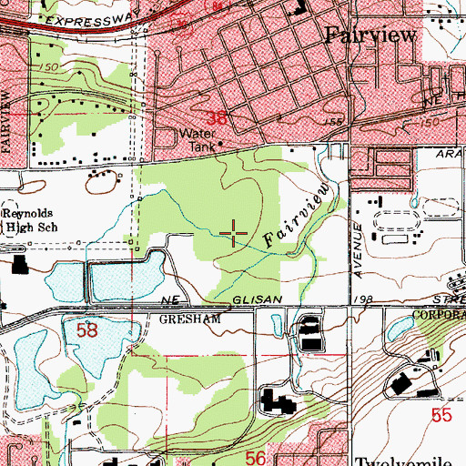 Topographic Map of Fairview Police Department, OR