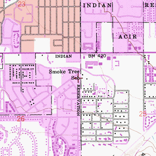 Topographic Map of Smoke Tree School, CA