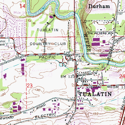 Topographic Map of Tualatin Police Department, OR