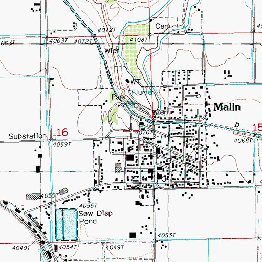 Topographic Map of Malin Police Department, OR