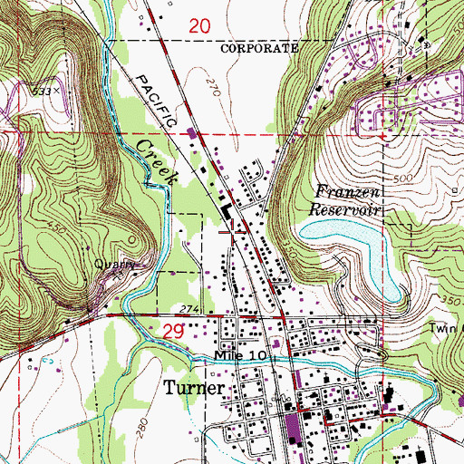 Topographic Map of Turner Police Department, OR
