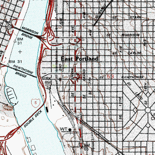 Topographic Map of Multnomah County Sheriff's Office, OR