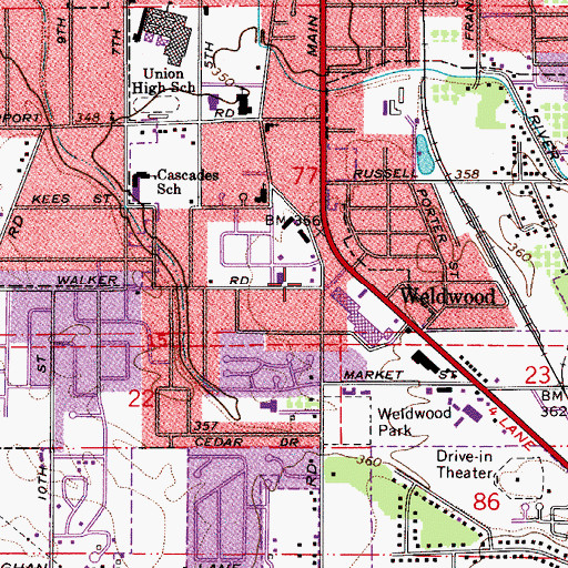 Topographic Map of Linn County Sheriff's Office Lebanon Substation, OR