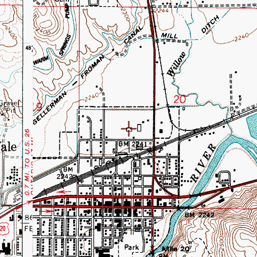 Topographic Map of Bureau of Land Management Vale District Field Office, OR
