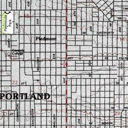 Topographic Map of Portland Police Bureau North Precinct, OR