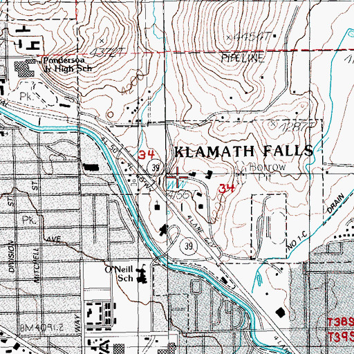 Topographic Map of Klamath County Sheriff's Office, OR