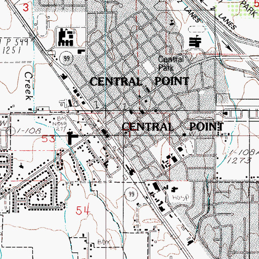 Topographic Map of Central Point Police Department, OR