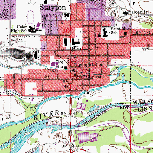 Topographic Map of Stayton Police Department, OR