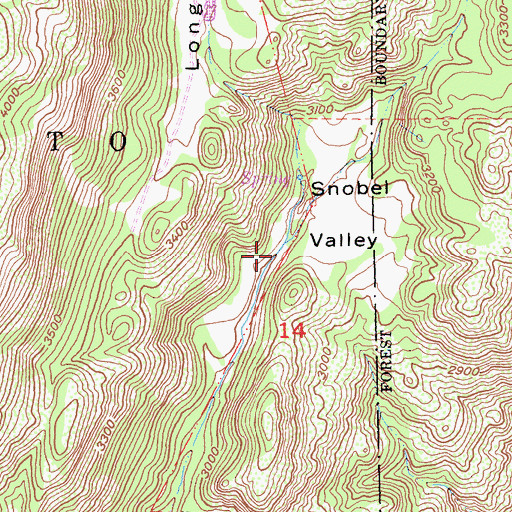 Topographic Map of Snobel Valley, CA