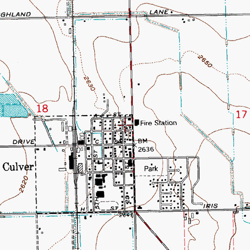 Topographic Map of Culver Police Department, OR