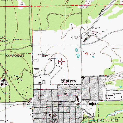 Topographic Map of Deschutes County Sheriff's Office Sisters Substation, OR