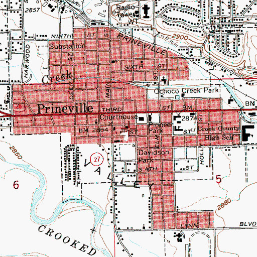 Topographic Map of Crook County Sheriff's Office, OR