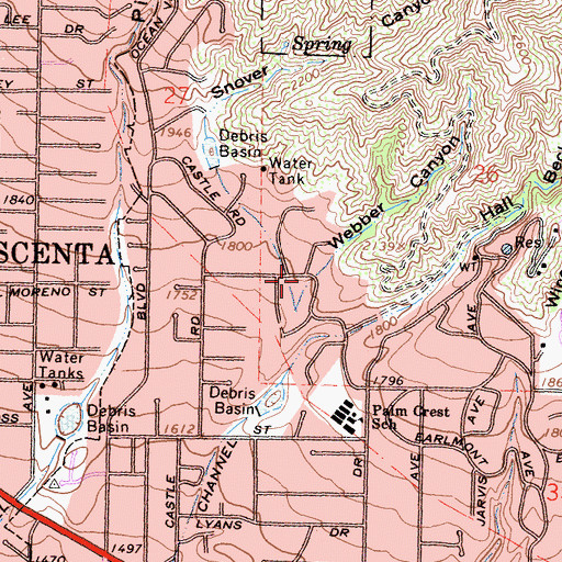 Topographic Map of Snover Canyon, CA