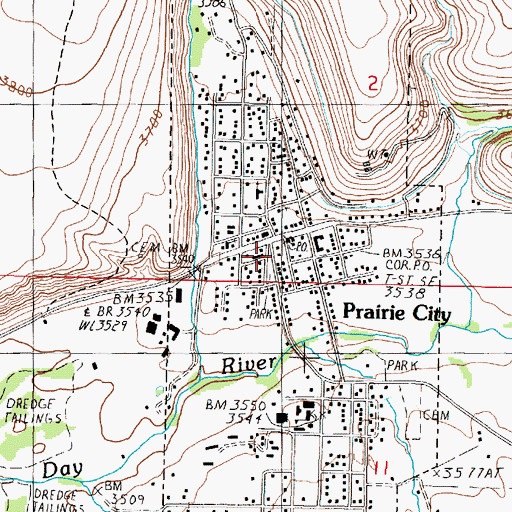 Topographic Map of Prairie City Police Department, OR