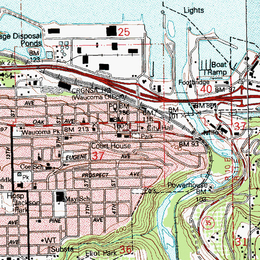 Topographic Map of Hood River City Police Department, OR
