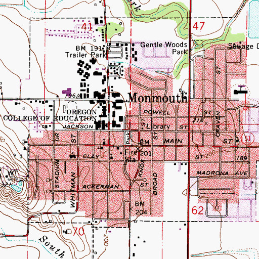 Topographic Map of Monmouth Police Department, OR
