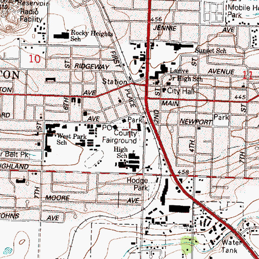 Topographic Map of Hermiston Police Department, OR
