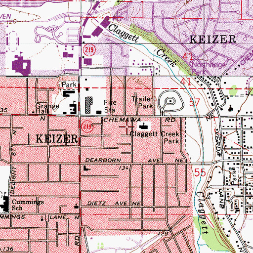 Topographic Map of Keizer Police Department, OR