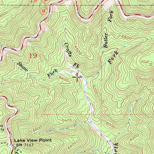 Topographic Map of Snow Fork, CA