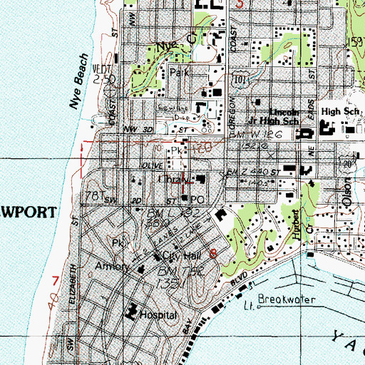 Topographic Map of Lincoln County Sheriff's Office, OR
