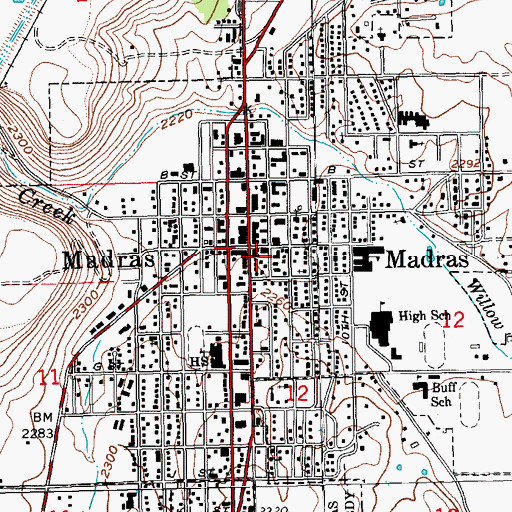 Topographic Map of Madras Police Department, OR