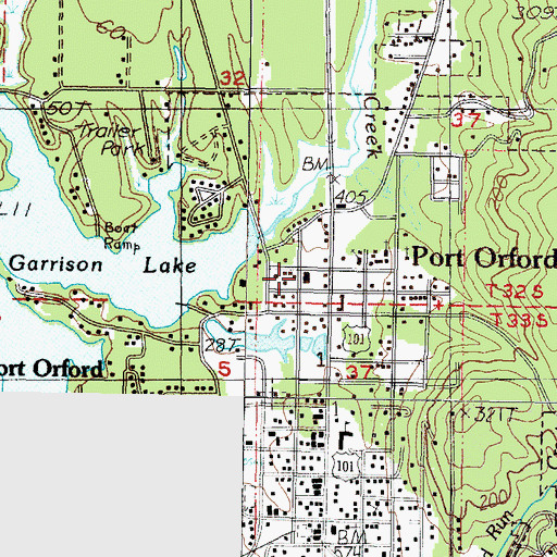 Topographic Map of Port Orford Police Department, OR