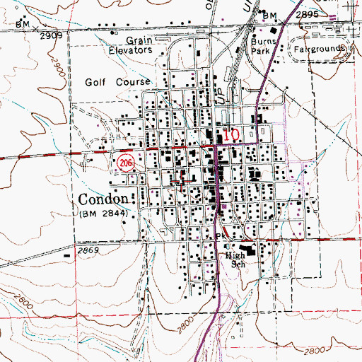 Topographic Map of Gilliam County Sheriff's Office, OR