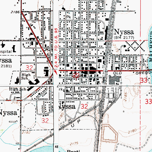 Topographic Map of Nyssa City Police Department, OR