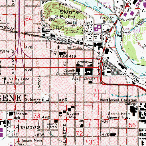 Topographic Map of Lane County Sheriff's Office, OR